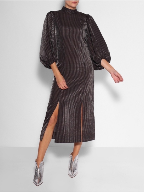 Ganni Dresses & Skirts - Ganni Baloon Sleeve Gingham Midi Dress